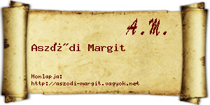 Aszódi Margit névjegykártya
