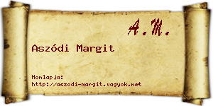 Aszódi Margit névjegykártya